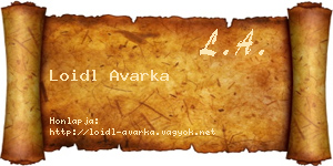 Loidl Avarka névjegykártya